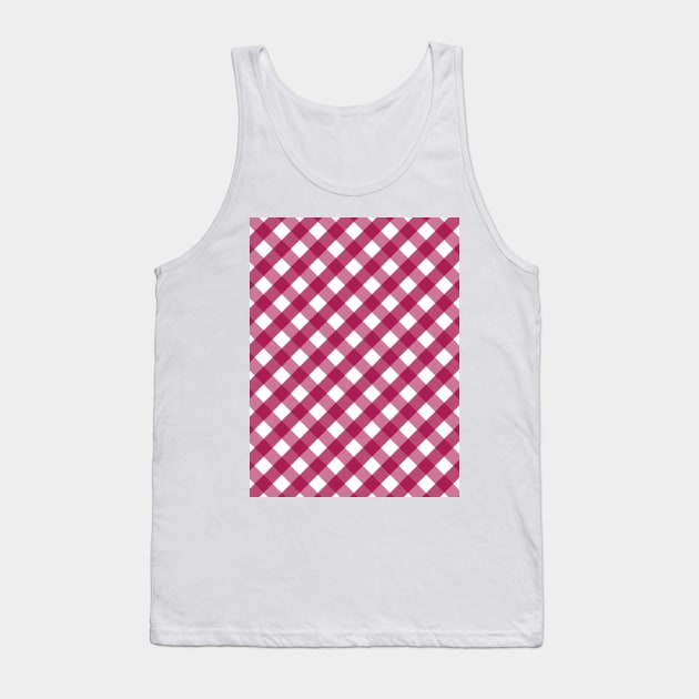 Cranberry Pink and White Check Gingham Plaid Tank Top by squeakyricardo